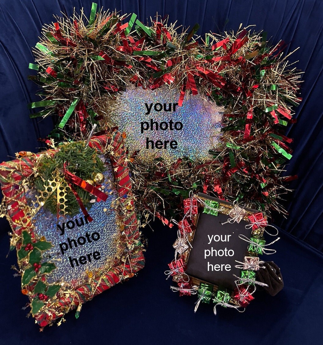Light up Holiday Christmas gift presents picture frames Set of 3 custom photo Fast Shipping for festive season stocking stuffer tree decor