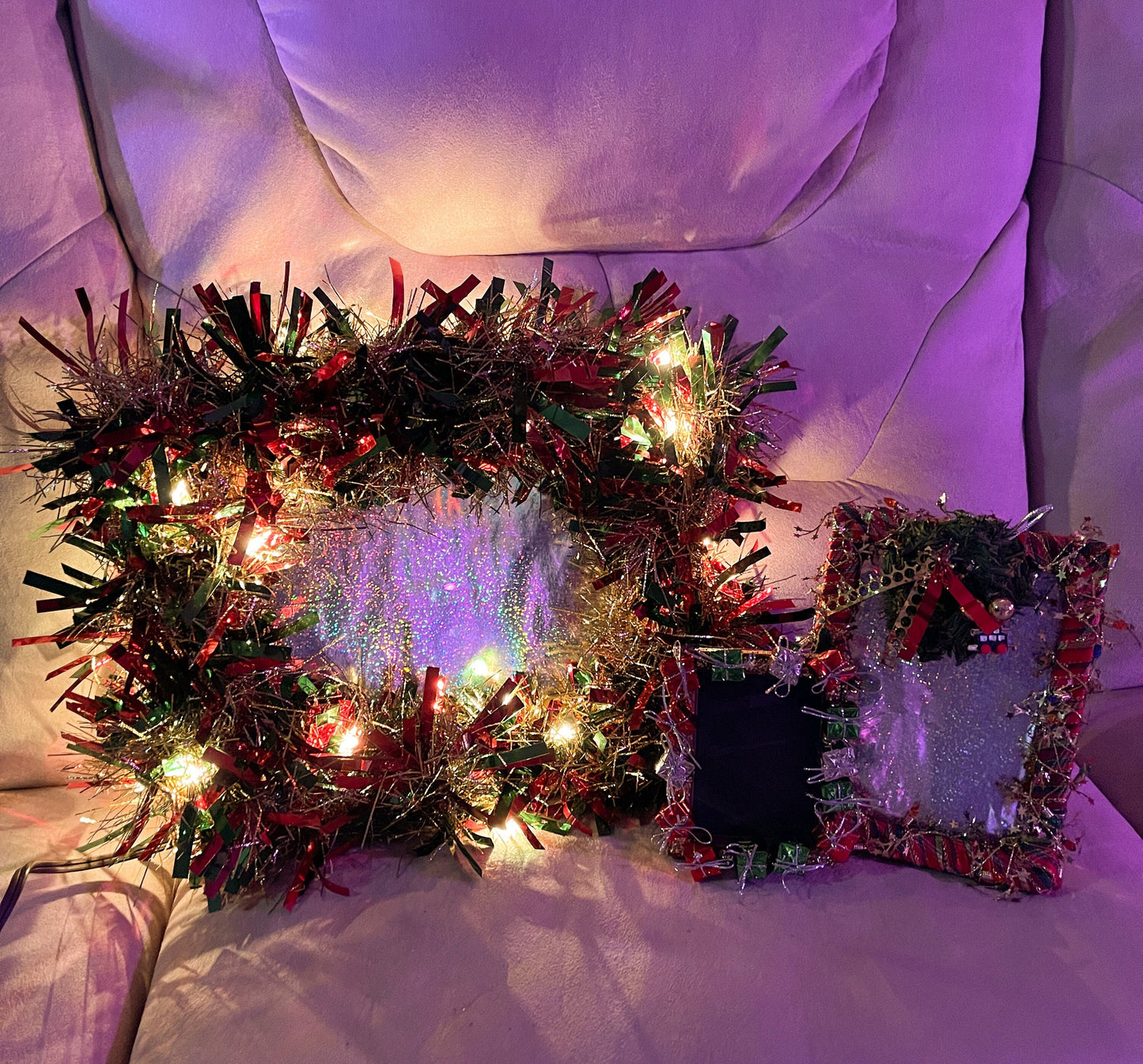 Light up Holiday Christmas gift presents picture frames Set of 3 custom photo Fast Shipping for festive season stocking stuffer tree decor