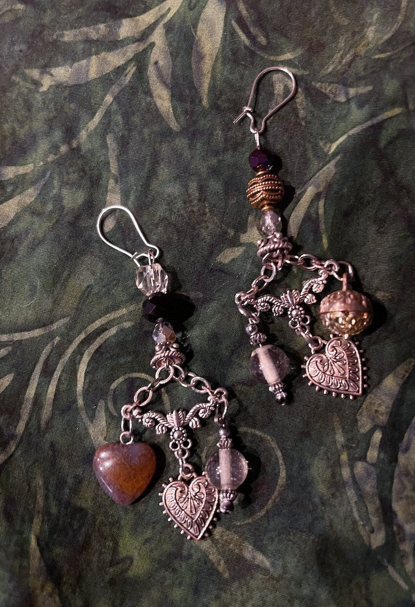 Customizable handmade PICK YOUR CHARMS chandelier earrings Victorian Boho lightweight dangle antique vintage faux silver crystal jewelry