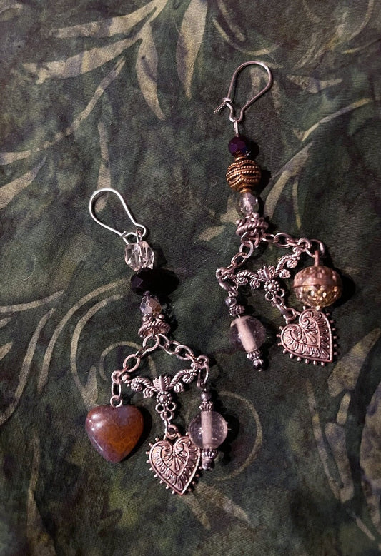 Customizable handmade PICK YOUR CHARMS chandelier earrings Victorian Boho lightweight dangle antique vintage faux silver crystal jewelry