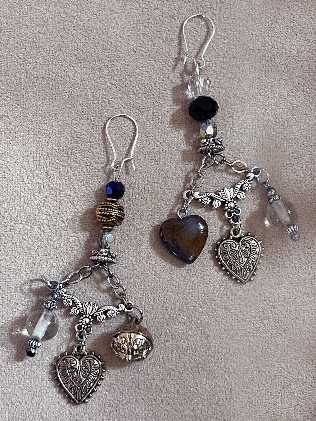Customizable handmade PICK YOUR CHARMS chandelier earrings Victorian Boho lightweight dangle antique vintage faux silver crystal jewelry